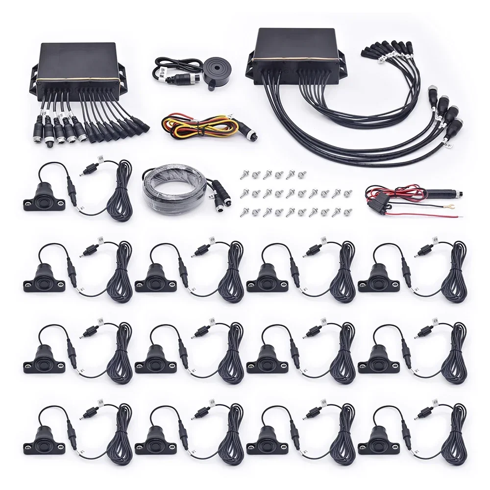 Best Buzzer Waterproof 24V Parking Sensor 13 Sensors Butterfly Probes Truck Car Reverse Aid Safe Parking Parking Sensor System