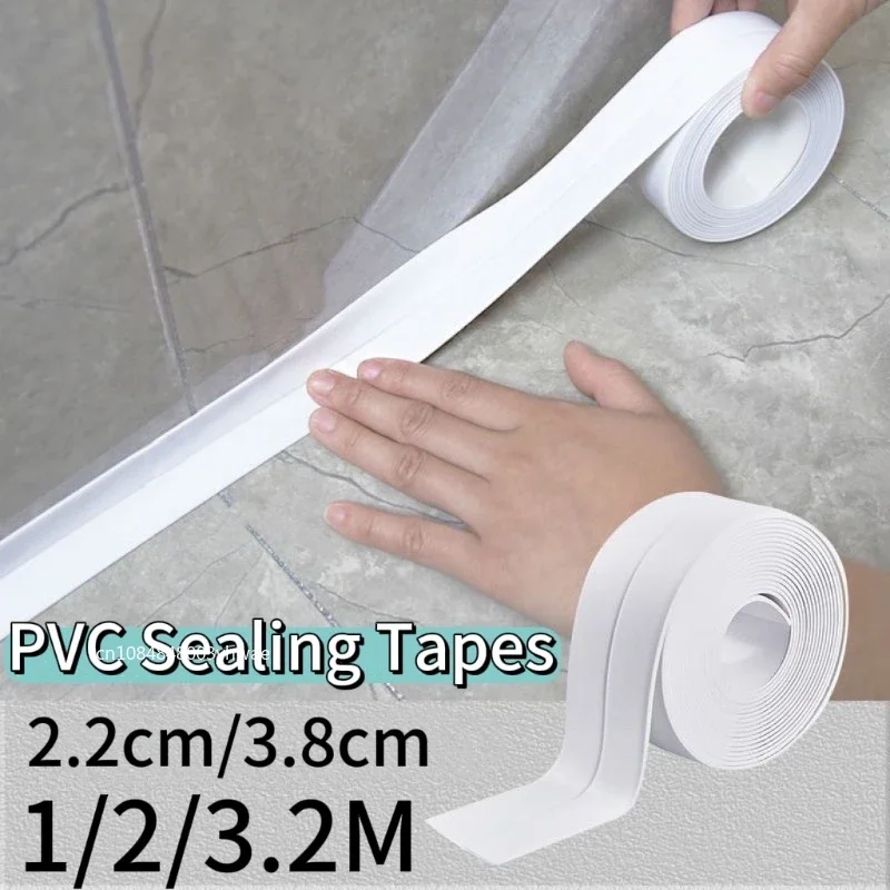 

1/2/3.2M Self-adhesive Sealing Tape PVC Oil-Proof Kitchen Sink Edge Caulk Tape Waterproof Bathroom Toilet Corner Wall Stickers
