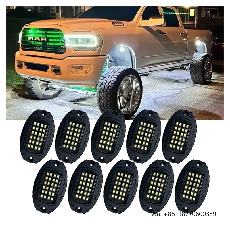 JINXIN Super Bright Pure White LED Underbody Glow Chassis Light for Car Truck Jeep Off-Road 24 Led Rock Lights