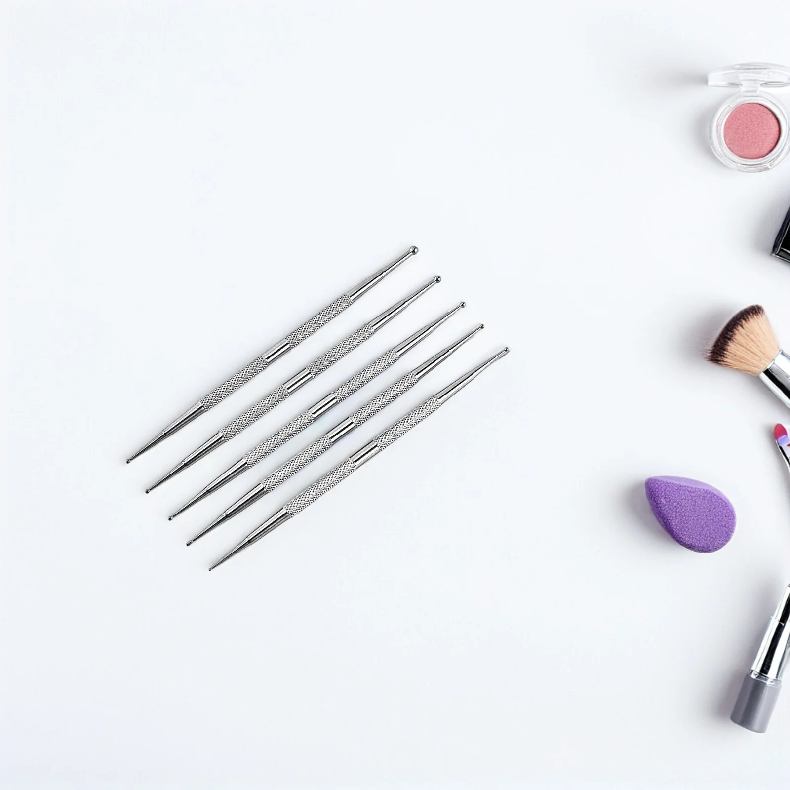 Stylo à points pour ongles, outils en acier inoxydable, stylos de manucure à double pointe pour peinture à points, conception de gaufrage, Application de strass, 5 pièces