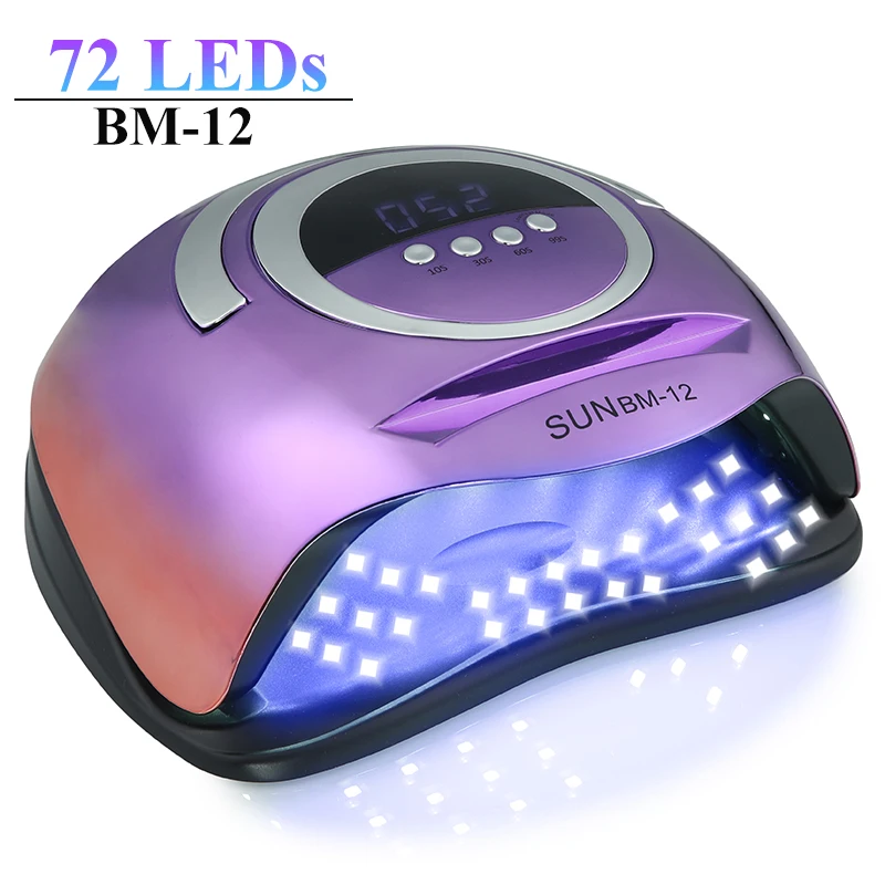 72 المصابيح المهنية مسمار مجفف مصباح مستشعر الأشعة تحت الحمراء LED مصباح مانيكير لعلاج جميع الأشعة فوق البنفسجية هلام طلاء الأظافر مسمار تجفيف أداة الصالون