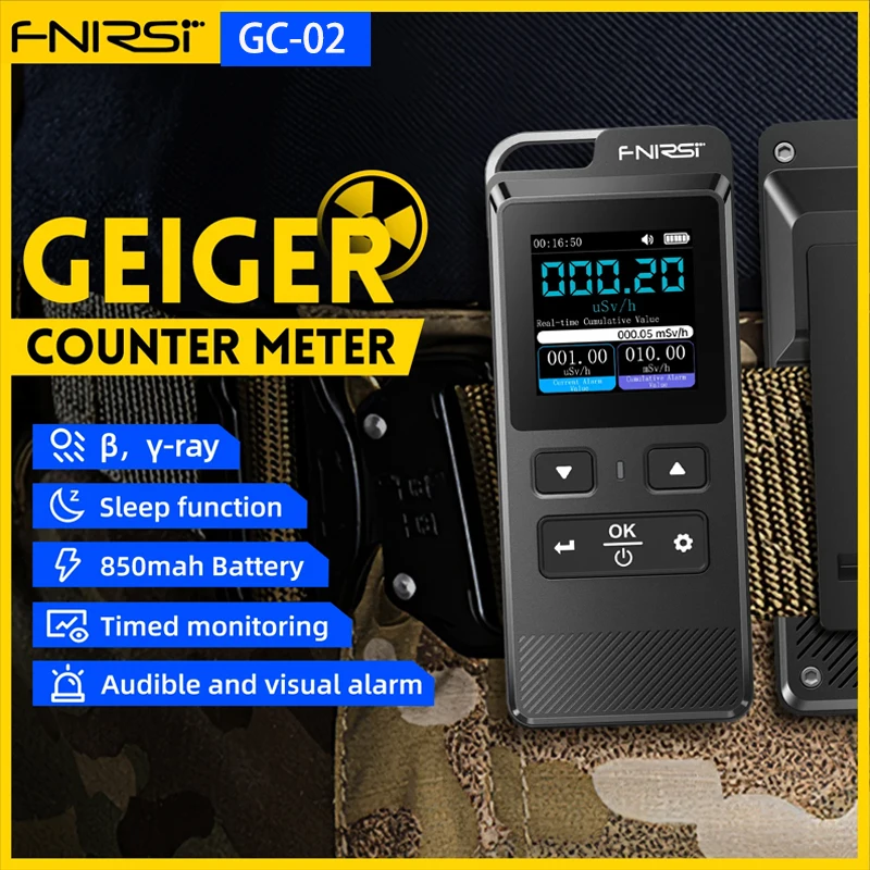 

FNIRSI GC-02 Geiger Counter Nuclear Radiation Detector Personal X-ray γ-ray β-ray Radioactivity Dosimeter Detector Tester Tool