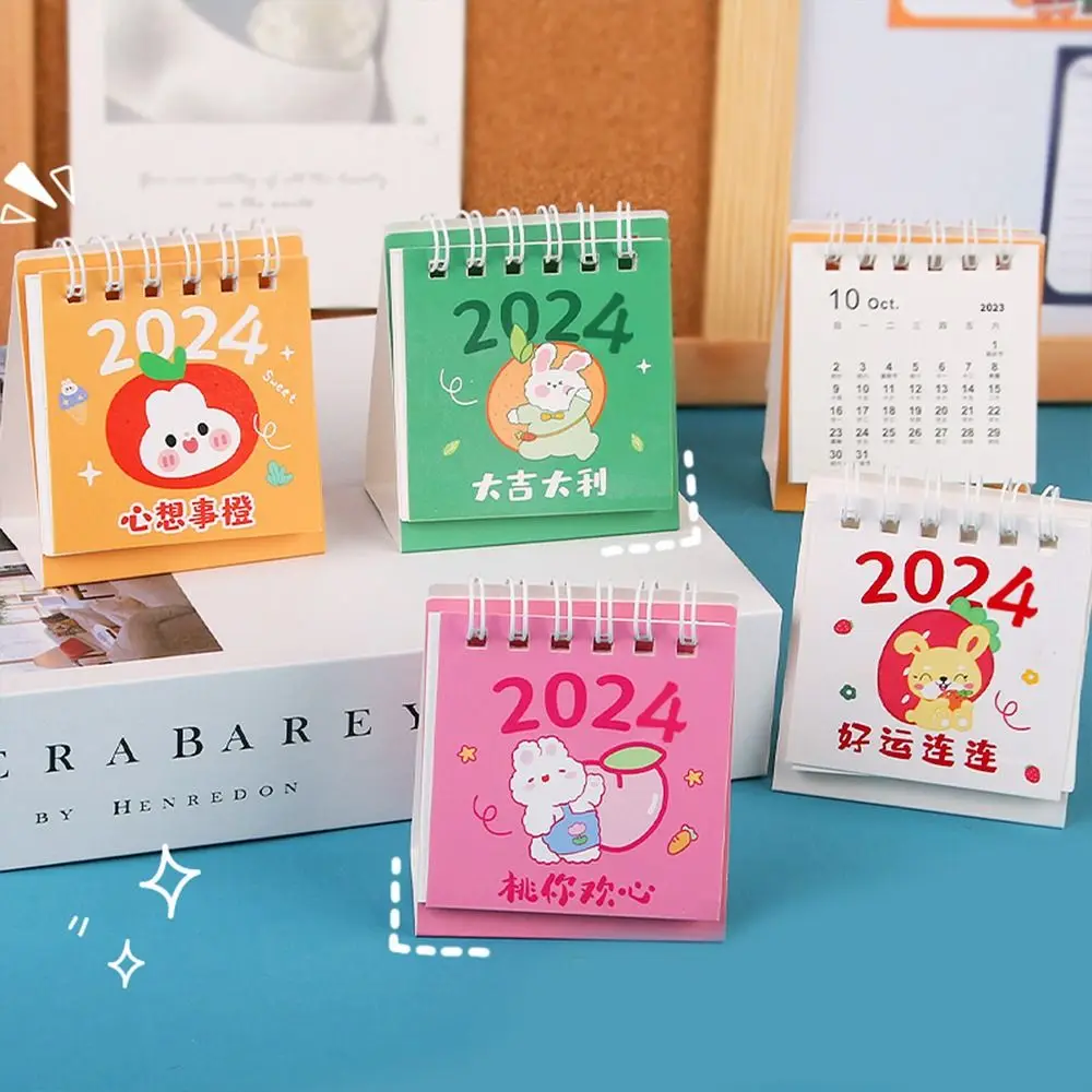 Kalender meja Mini 2024, kalender Flip berdiri Desktop untuk perencanaan pengaturan jadwal harian