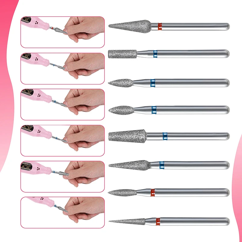 

10Pcs Diamond Milling Cutter For Manicure Electric Nail Drill Bits Accessory Pedicure Machine Nail File Gel Remover Tool Nail Ar
