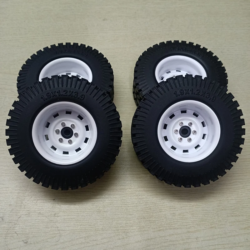 2pcs 1.9-inch Metal Locking Wheels Hub and Tires Rugged and Durable for 1/10 RC Crawler Car Traxxas TRX4 AXIAL SCX10 RC4WD Parts