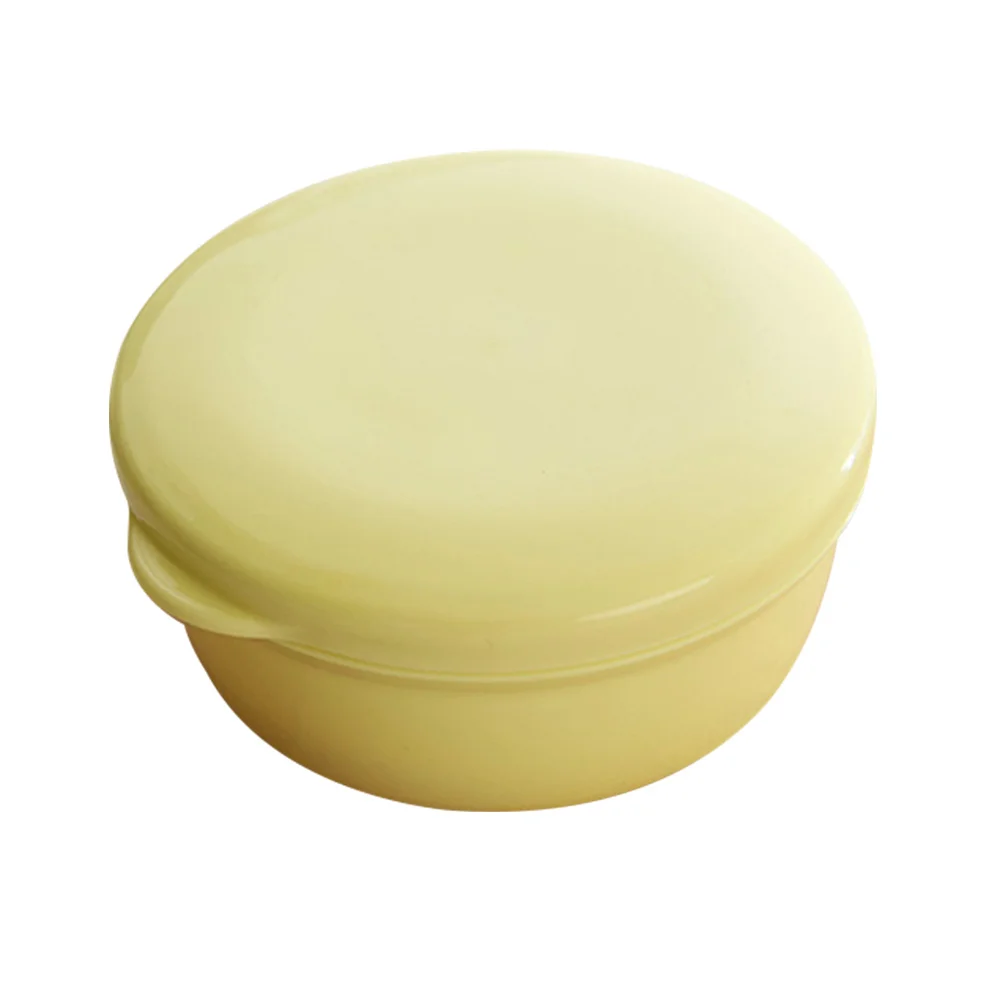 2pcs Business Travel Soap Box Circular Soap Box with Interlayer SPA Creative Soap Case with Lid Yellow