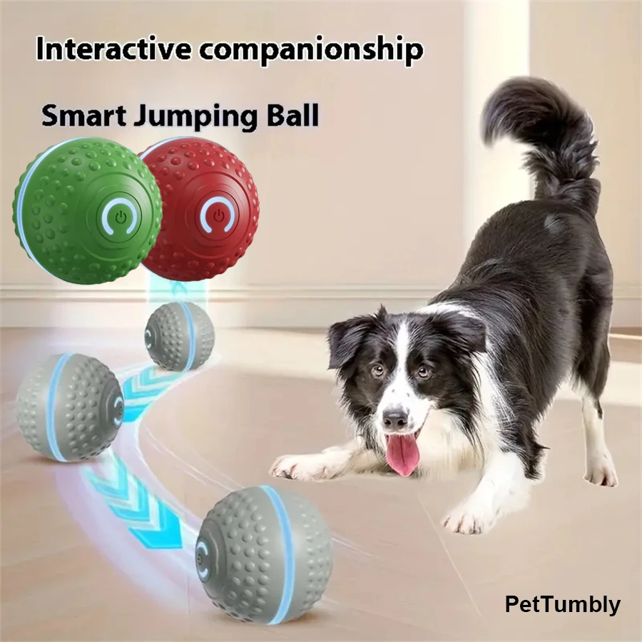 Intelligentes Hundespielzeug, elektronischer Ball, Haustier, USB wiederaufladbar, automatischer Sprungball, interaktiver Katzenball für kleine bis mittelgroße Hunde, Kauspielzeug