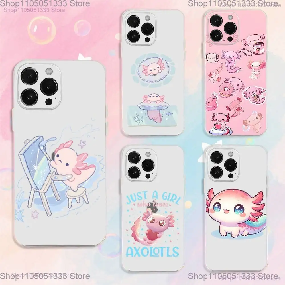 

Cute Axolotl Phone Case For iPhone 17,16,15,14,13,12,11 Plus,Pro,Max,XR,XS,Plus,E,SE4,Mini Transparent Cover