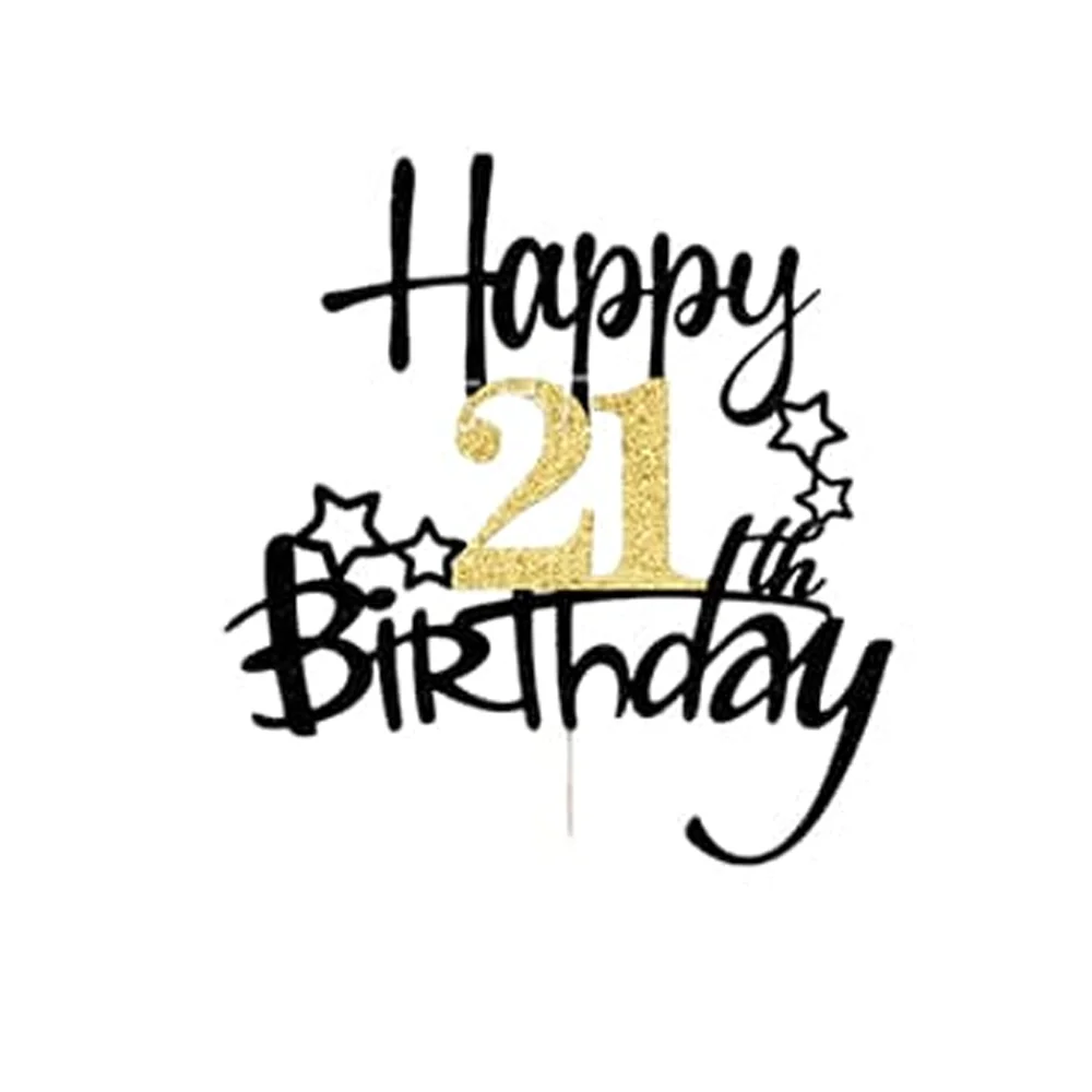 1 Stück Schwarzgold Happy 10 Birthday Cake Topper 10th 20th 30th 40th 50th 60th Loves & Wishes Partydekorationen für die Geburtstagsfeier – Detail 9