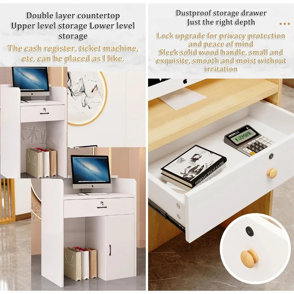 Reception Room Tables,Reception Desk Counter Table,Retail Counter Reception Desk with Drawer Storage,Cashier Front Desk Open