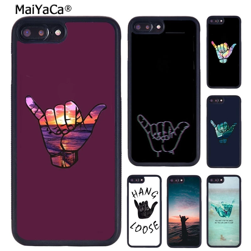 MaiYaCa Surfer Surf Hang Loose Shaka Phone Case For iPhone 16 15 14 XR XS 11 12 13 Pro MAX Plus coque Cover Shell