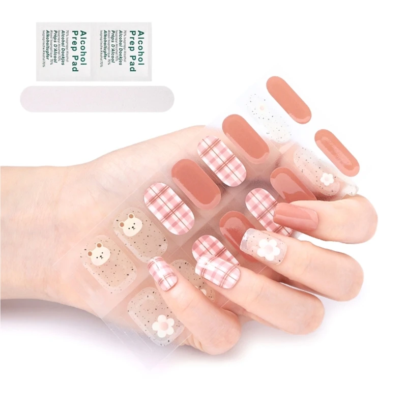 16Pcs Nail Wraps Women Nail Polish Strips Self Adhesive Nail Polish Sticker Gel Nail Strips Fingernail Manicure Stickers