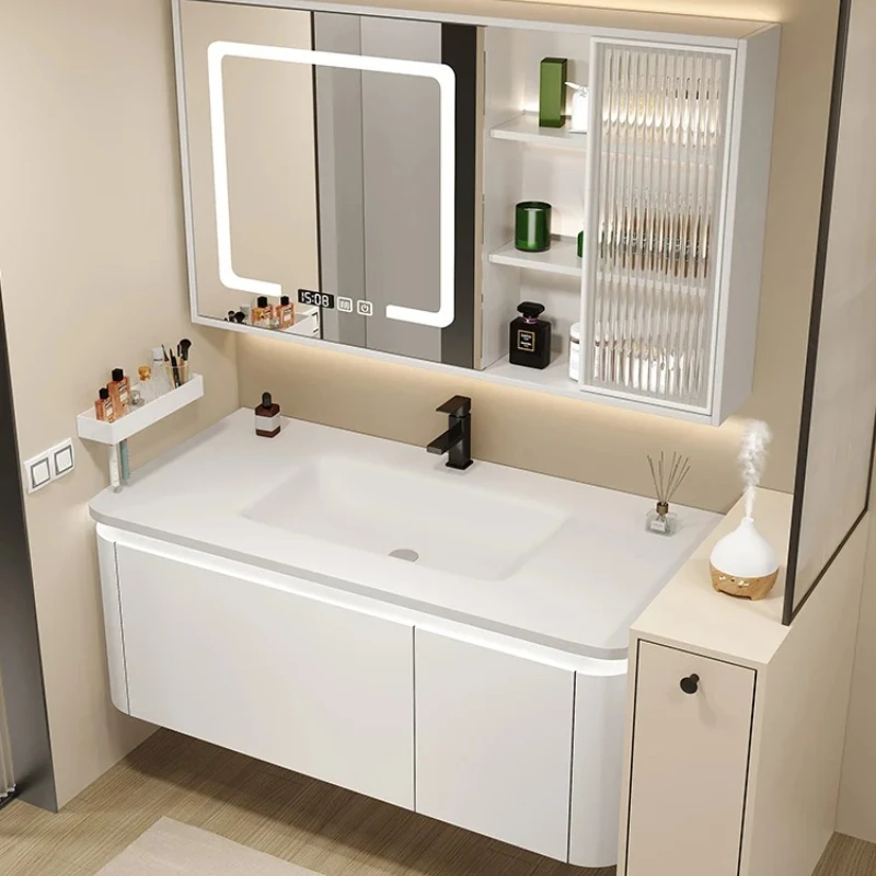 

Storage Space Saving Cheap Salon Station Bathroom Cabinet Washbasin Sink Wardrobe Luxury Wall Bathroom Closed Toilet Furnitures