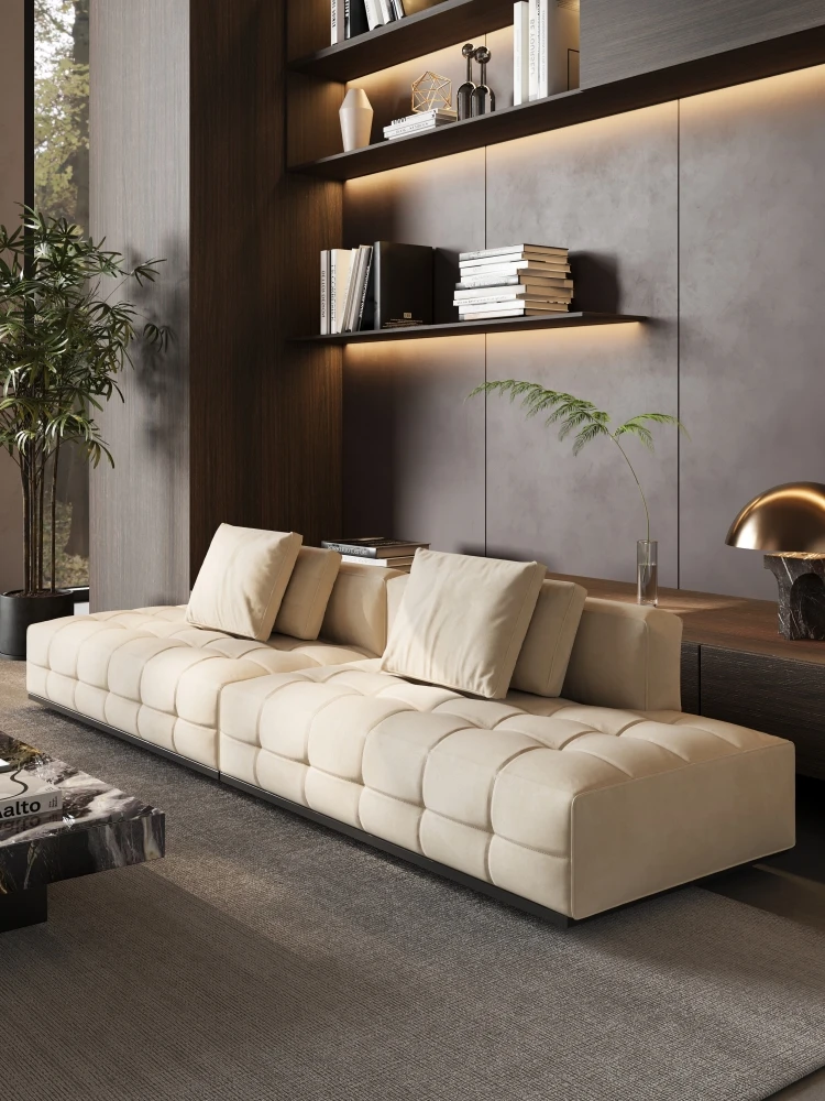 2Villa large flat sofa, large living room, simple modern flannel straight sofa