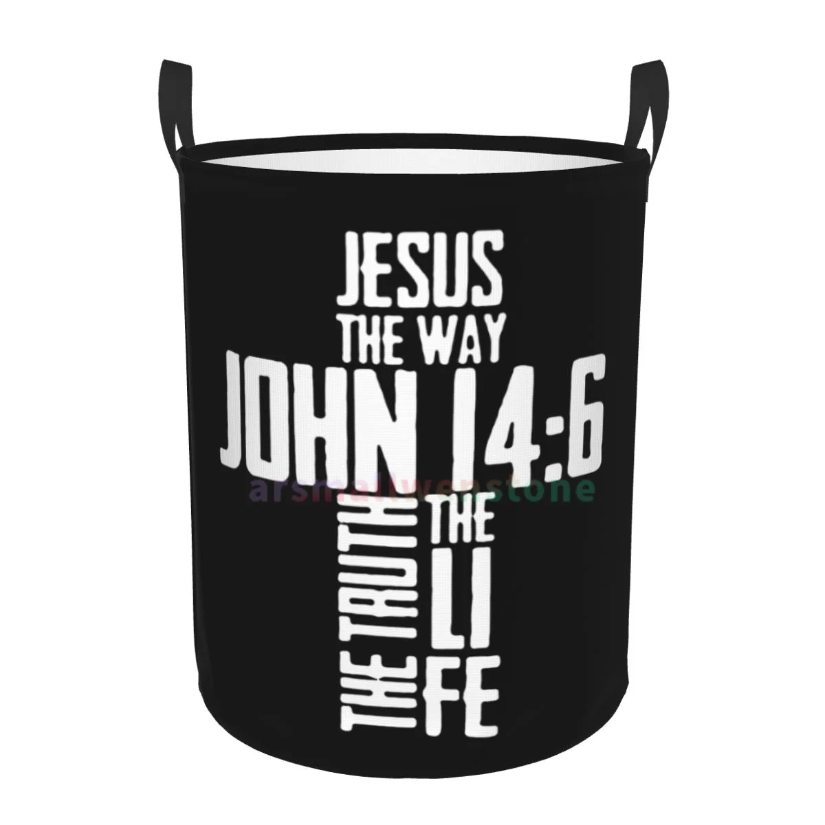 Bible Verse Jesus The Way John Round Laundry Hamper Storage Basket Toys Clothes Organizer Bin for Home Bathroom Bedroom Dorm