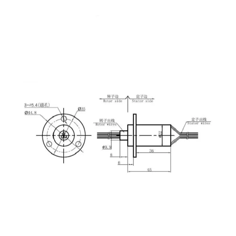 SRC0320 3 Wires 20A Dia 22mm 500RPM Wind power slip ring connector