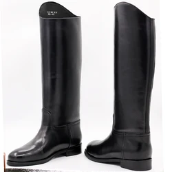 New Arrival Black Long Knee Boots Men Round Toe Buckle High Top Casual  leather Shoes Man Motorcycle Boots Size 37-49