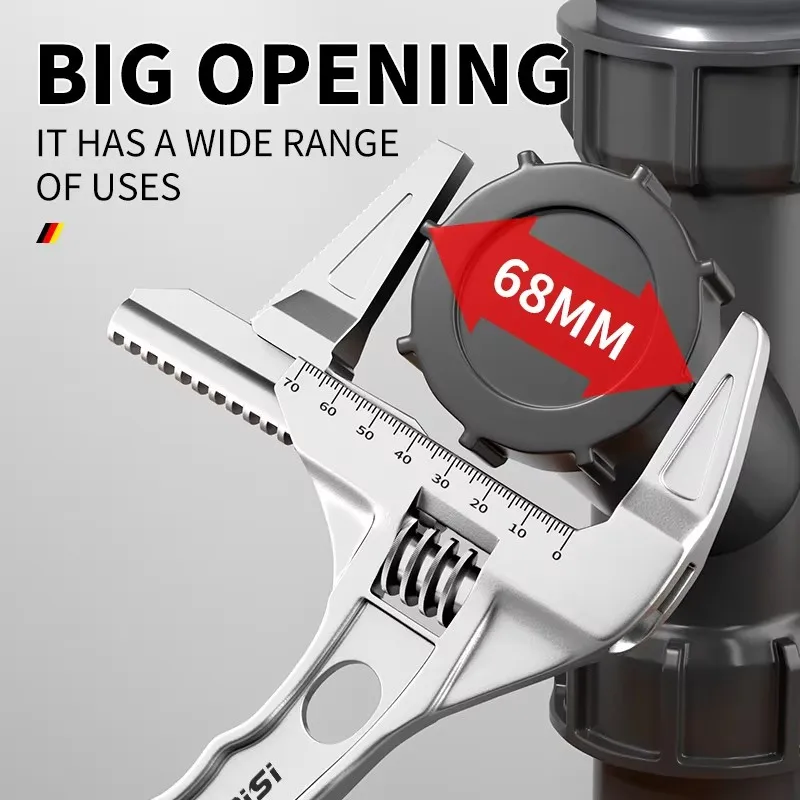 Durable Adjustable Pipe Wrench with Broad Jaw for Versatile Bathroom Maintenance and Plumbing Tasks