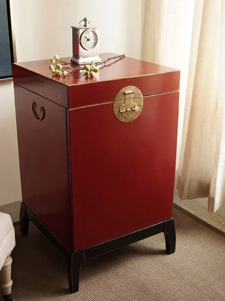 Solid Wood Tea Table New Chinese Style Retro Living Room Corner Table Square  Sofa Side  Solid Wood Bedside Cabinet