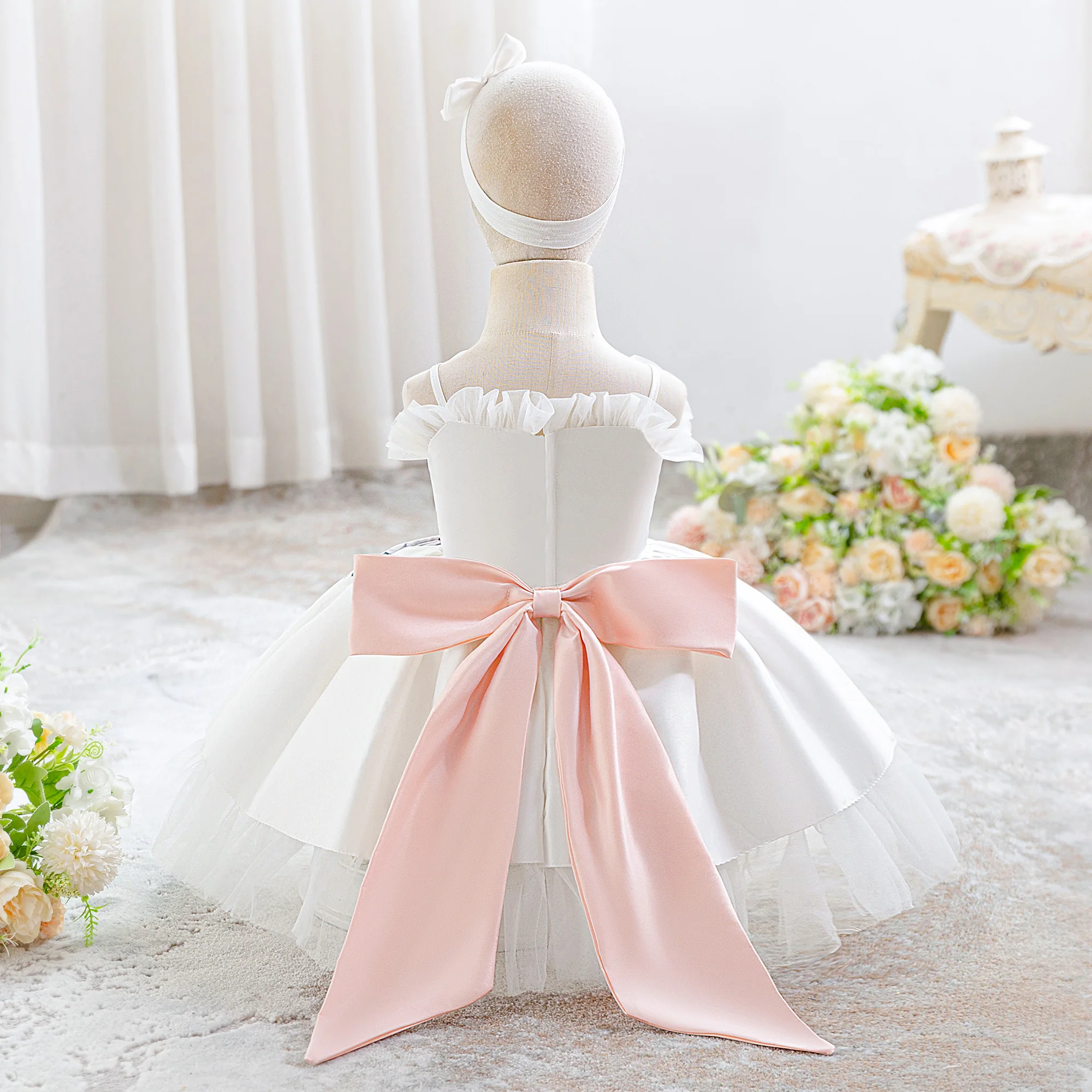 Fashion Baptism Party Baby Girl Dress Toddler Flower 1st Birthday Wedding Princess Dresses Girls Elegant Bridesmaid Prom Costume