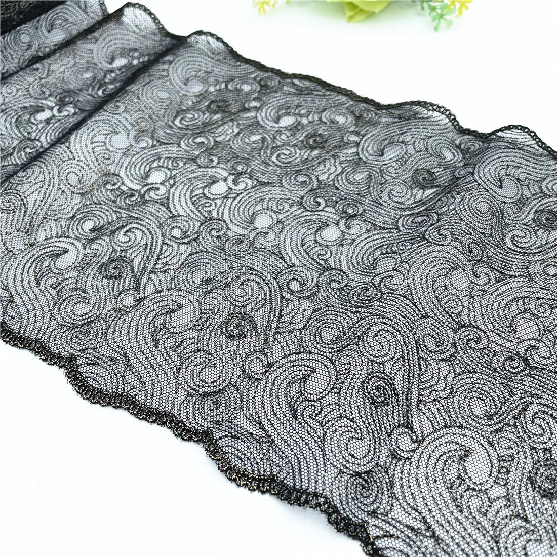 3y/lot Width 19.50cm Black With Gold Shimmer Embroidery Lace Trim DIY Craft Sewing Supplies Skirt Hem Decoration Accessory Bjd