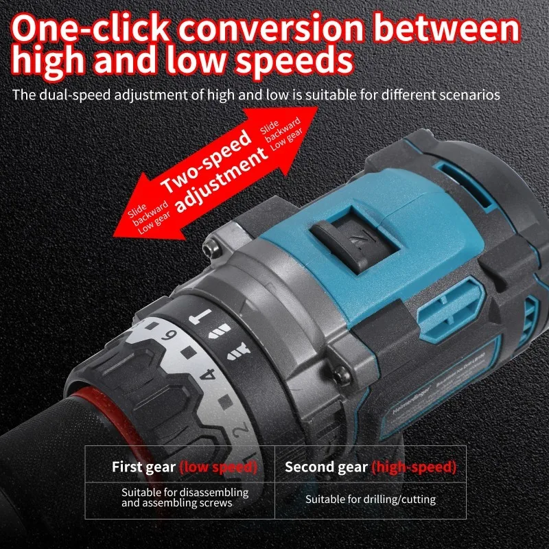 Trapano a batteria da 13 mm 160 NM Trapano a percussione senza spazzole Mandrino autobloccante Trapano da ghiaccio Pesca con sensore giroscopico anti-torsione, senza batteria