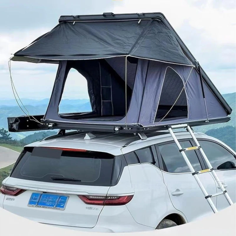 4-Person Waterproof Hard Shell Roof Top for SUV Aluminum Foldable RTT Quick Setup Straight Bracing Type for 4x4 Offroad Camping