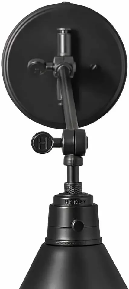 Steel 1 Light Swing Arm Wall Lamp in Modern Farmhouse Style with Metal Shade-10.25 inches H X 7.75 inches W-Black Finish-Clear S
