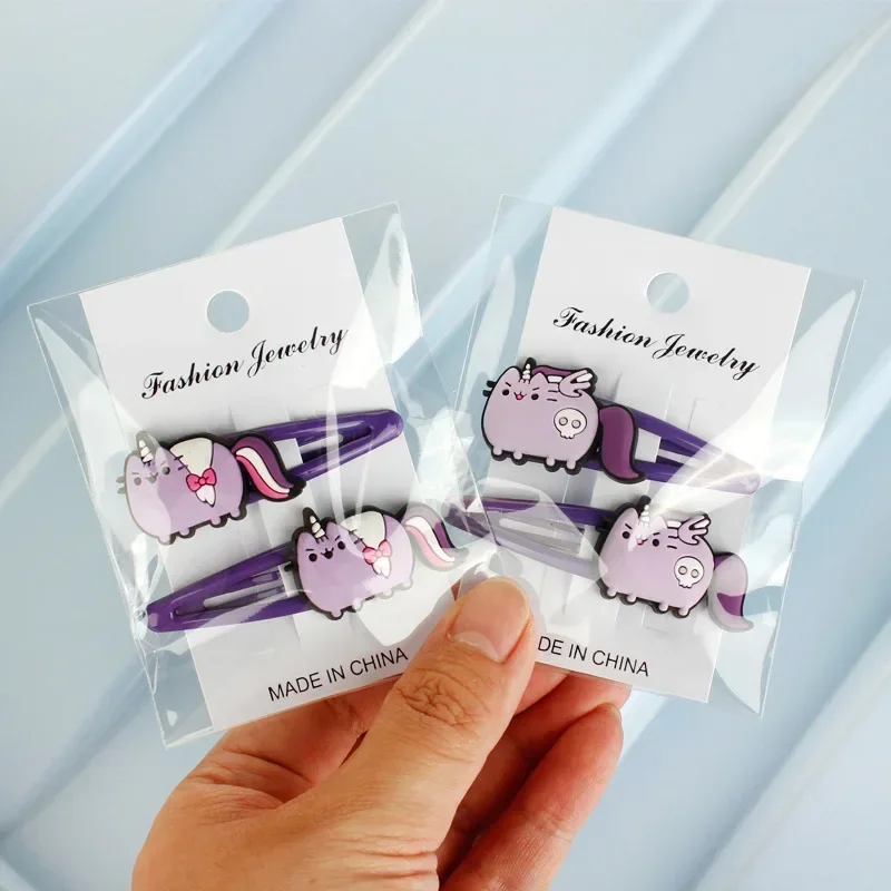 Kawaii Pusheen Kids Hair Clips Cartoon Anime Figures Cats Cute BB Clip Headwear Waterdrop Shape Hairpin Accessories Girls Gifts