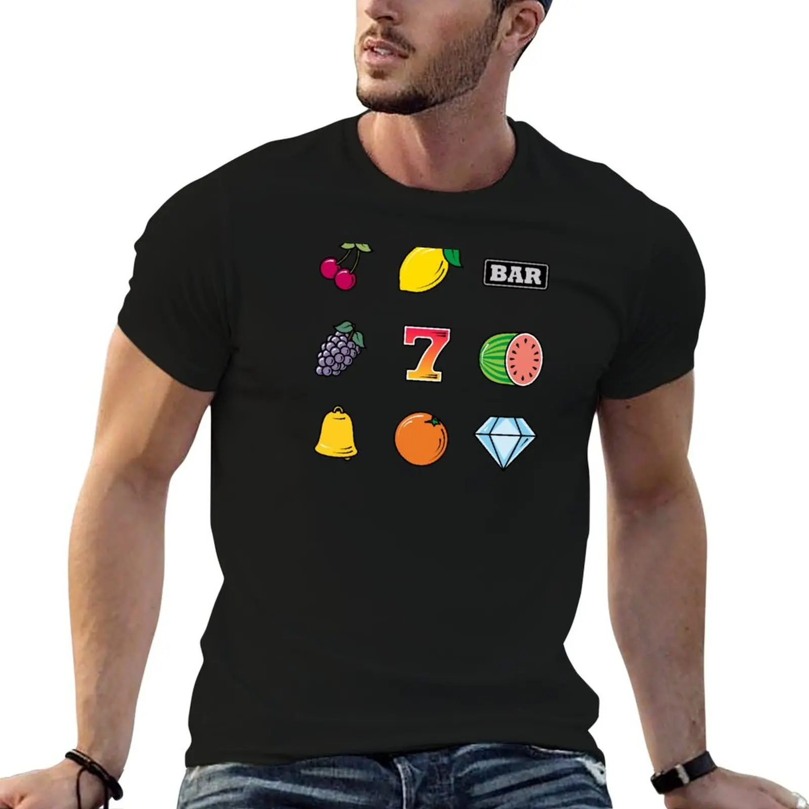 Fruit Machine symbols T-Shirt oversizeds anime figures custom t shirt mens graphic t-shirts