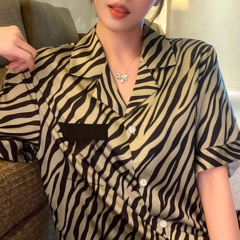 Zebra Leopard Print Women Grunge Elegant Sleepwear Pajamas Casual Trendy Fashion House Loungewear 2024 New Spring/fall Home Set