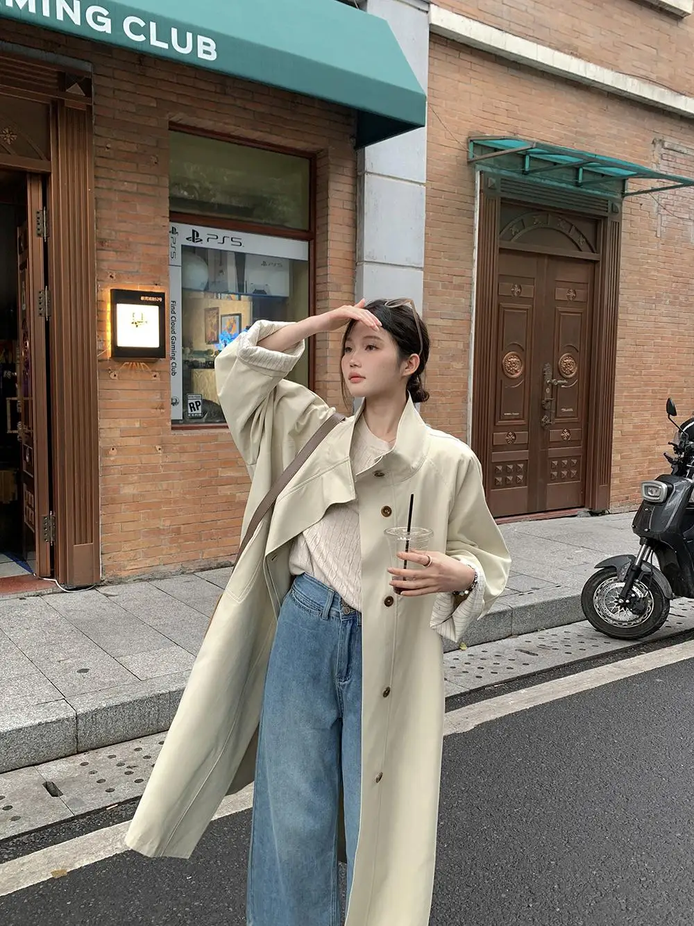 

Slimming Effect Briti Sle Women's Coat Drapey Loose Casual Small Size Windbreaker Jaet Straight Cut Cotton Blend