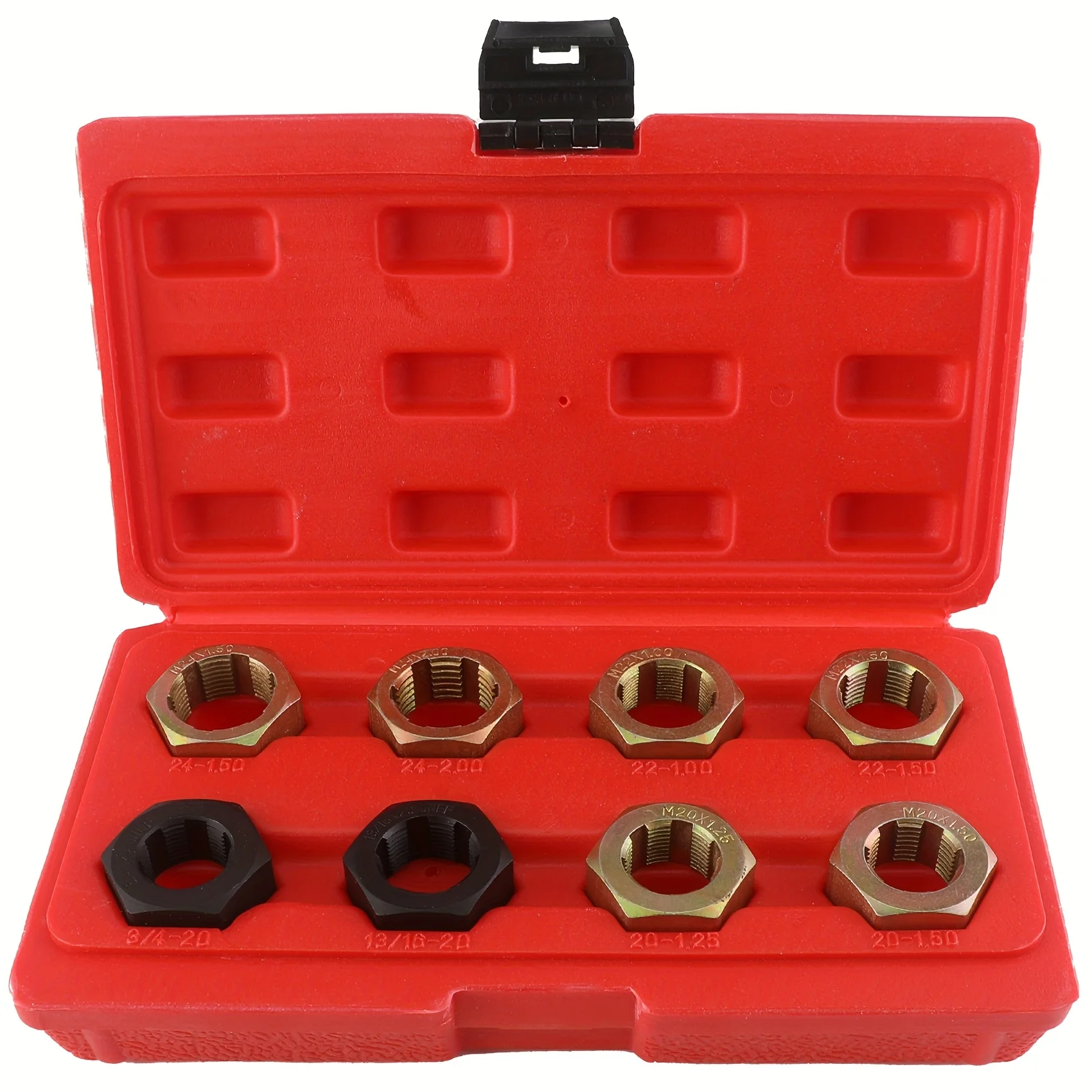 

Набор инструментов для нарезания резьбы оси шпинделя, 8 шт., набор инструментов для ремонта резьбы оси с M20 M22 M24 и UNF 13/16 '' 3/4'' x20 UNF Re Набор инструментов для нарезания резьбы