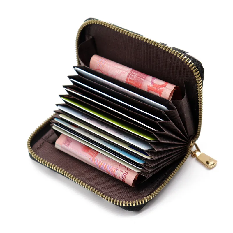 Animal Print PU Card Holder Leopard Zebra Snake Pattern Zipper Accordion Card Wallet for Women ID Bank Cards Cash