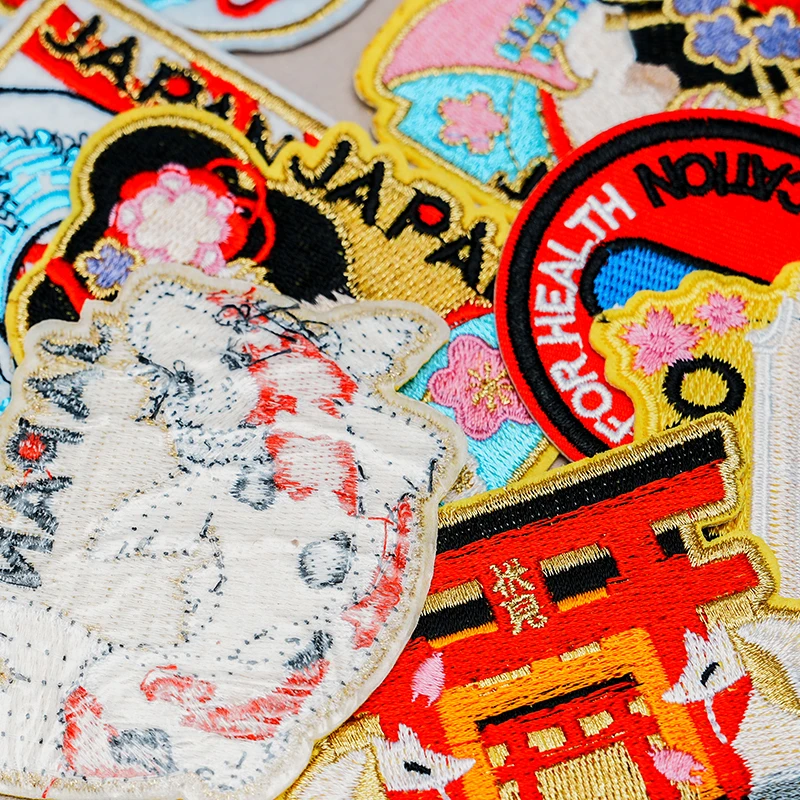 Japanese Cultural and Creative Embroidery Iron On Patches Humanistic Landscape Singer Emblem DIY Clothing and Hat Decoration