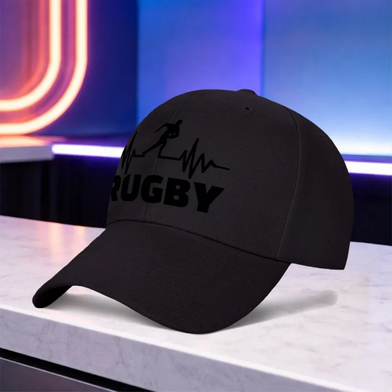 1pc Rugby Heartbeat Print Lightweight Unisex Baseball Cap for Sports, Weddings, Parties, Festivals & Daily Wear