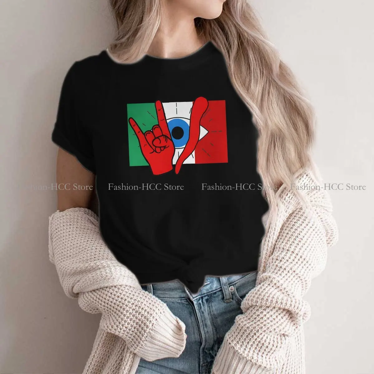 

Italian Evil Eye Protection Il Malocchio Maloik Malocchio Italy Hip Hop Polyester TShirt Evil Eyes Printing Tops T Shirt Women