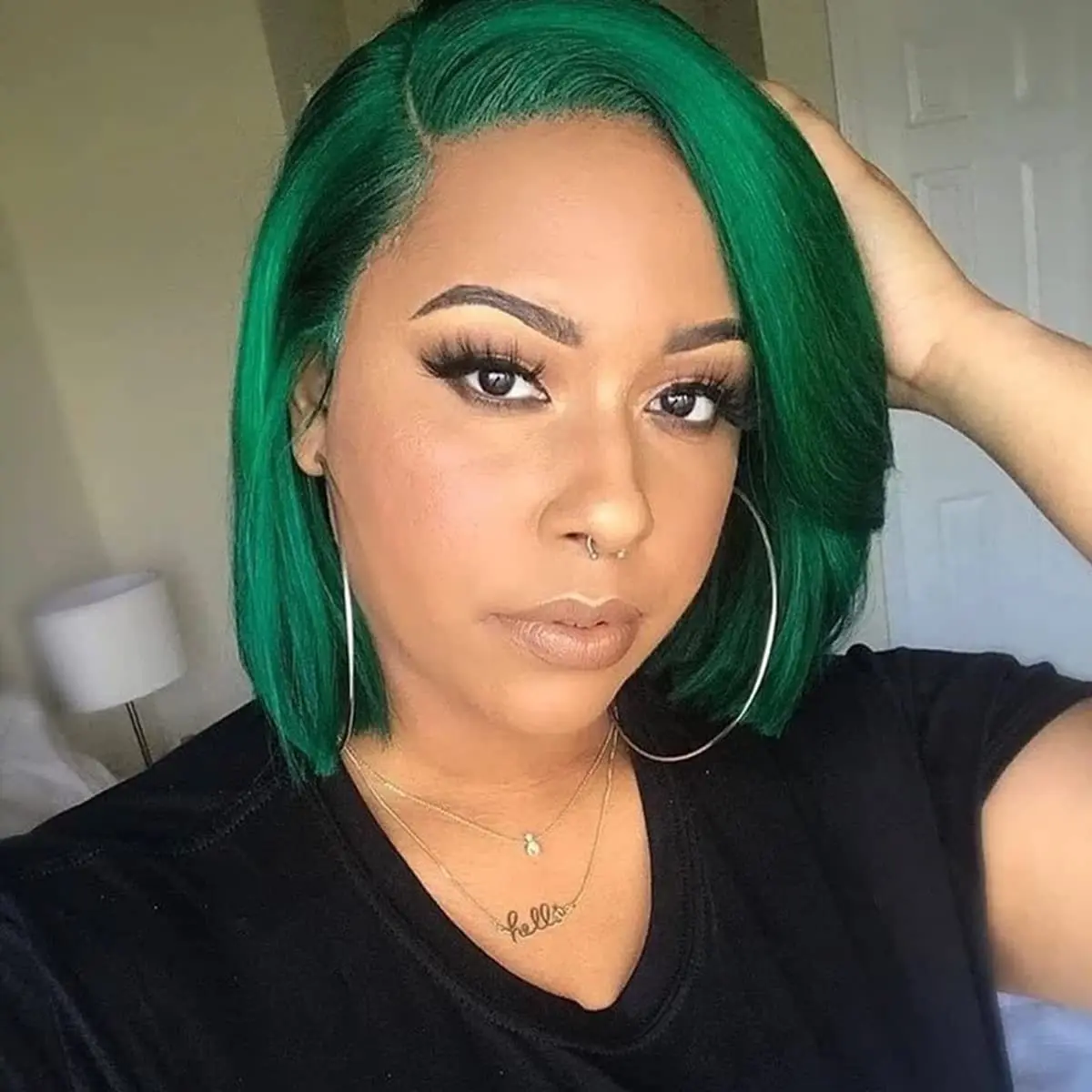 Dark Green Lace Front Bob Wig Human Hair 13x4 Glueless Pre Plucked Hd Transparent Lace Frontal Bob Wigs Shrot Green Colored wig