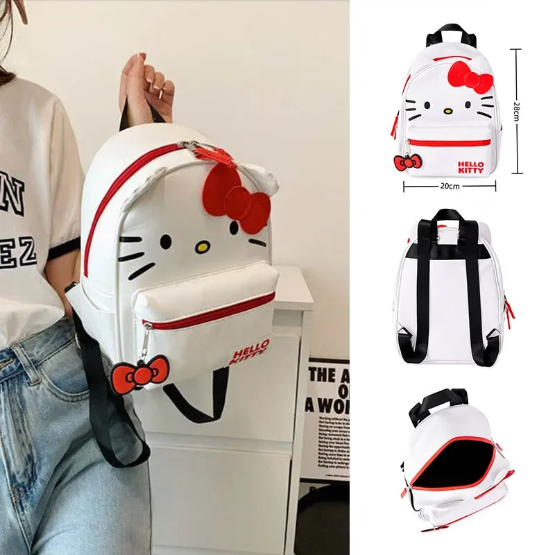 Sanrio Hello Kitty Backpack Cartoon Anime Women Cute Light Waterproof Backpacks Students Bag Shoulder Kids Bags Girl Gift