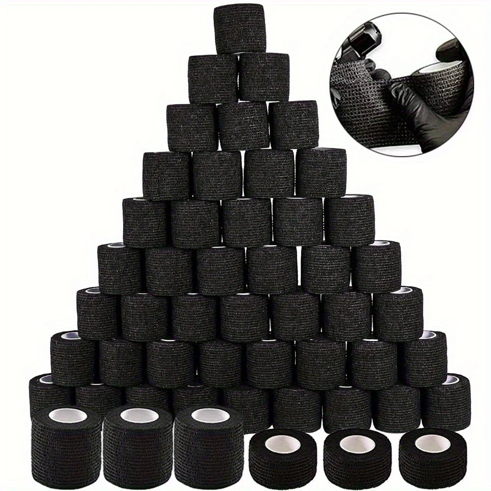 Black Tattoo Grip Bandage Cover Wraps Tapes Nonwoven Waterproof Self Adhesive Finger Protection Tattoo Bandages Accessories
