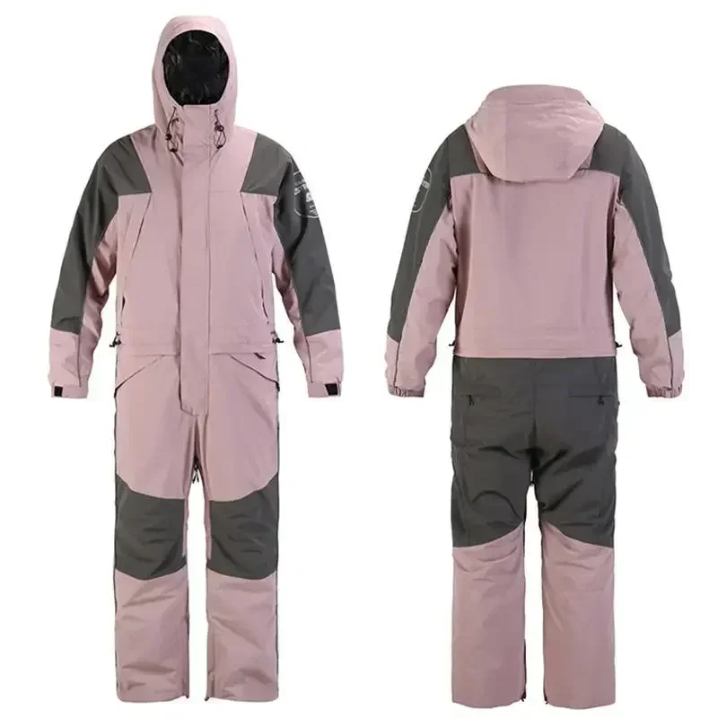 Winter Warm Hooded Women One Piece Snowsuit Outdoor Sport Man Jumpsuits Hiking Alpine Male Snowboard Overalls Waterproof Clothes