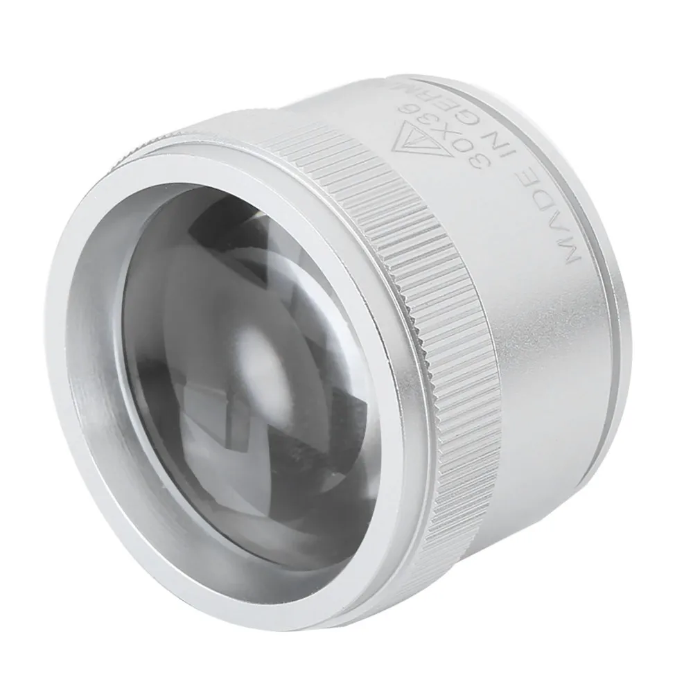 

Серебряная отделка, 30-кратное увеличительное стекло, оптика из сплава, 30-кратное увеличение, ювелирная лупа, портативная лупа, штампы для осмотра