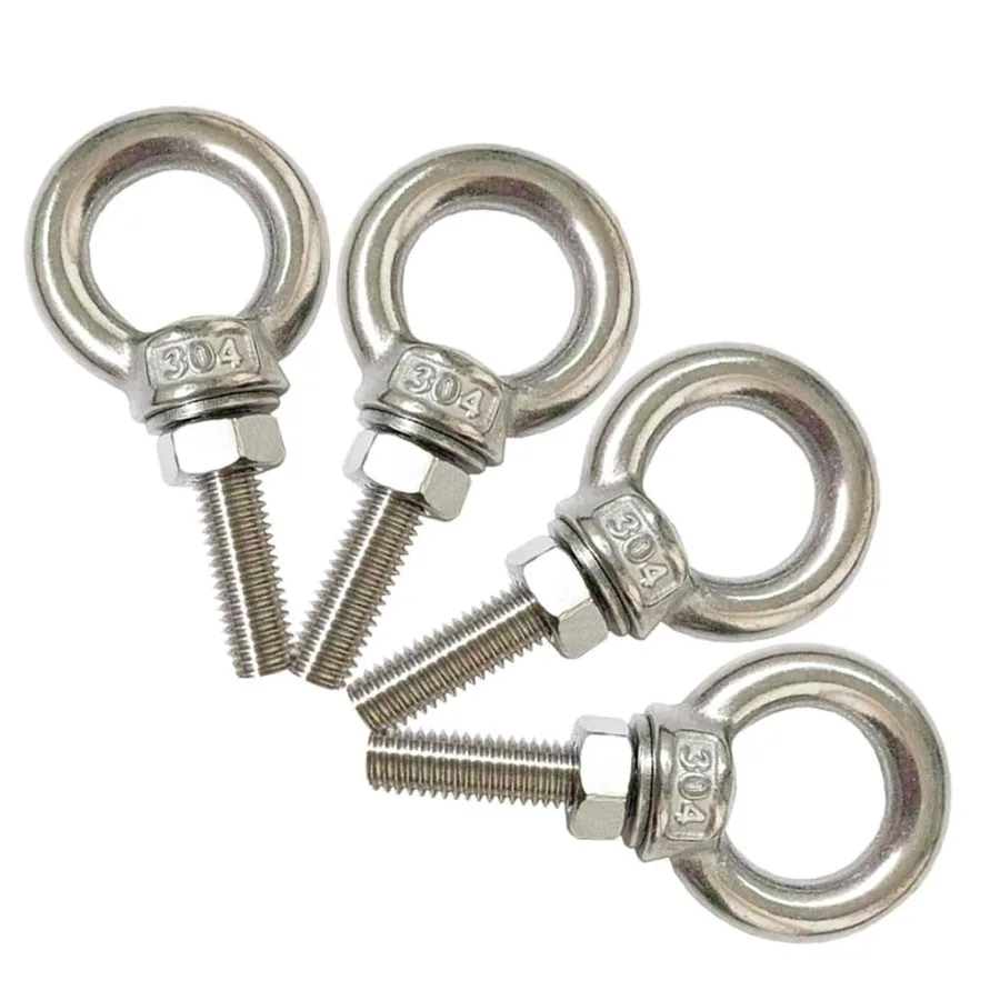 

304 Stainless Steel Eye Bolt 4 PCS M8 Heavy Duty Lifting Ring 1.2" Threaded Eyebolt Shoulder Eye Bolts with Nuts and Flat Washe