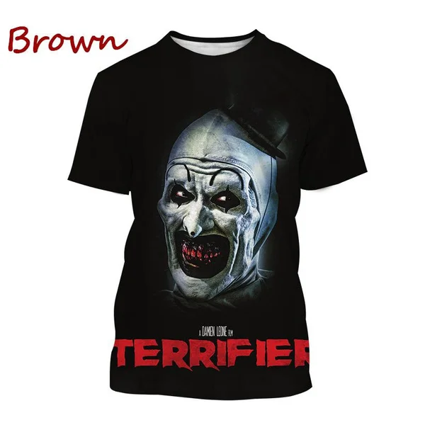 2023 Fashion Hot Sale Terrifier 3D Printing T-Shirt Horror Movie Casual Top Clown Unisex Round Neck Short Sleeves