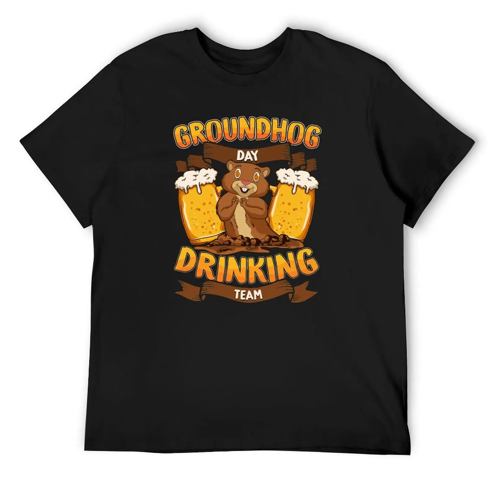 Groundhog Day Drinking Team Beer Drinker Gift T-Shirt sweat man t shirt man clothes heavy weight t shirts for men