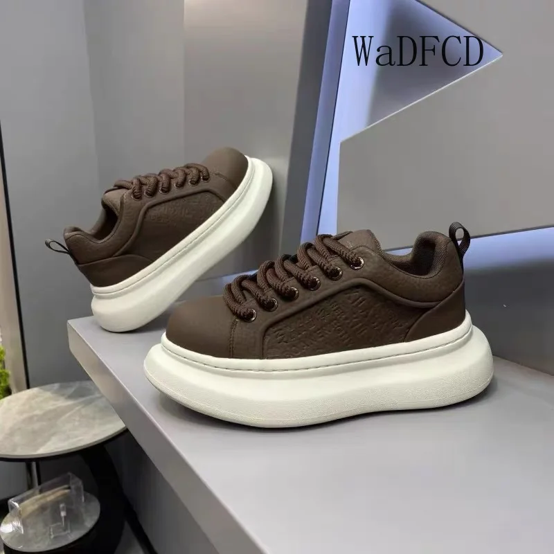 Chunky Sneakers Mens Original Designer White Board Shoes Fashion Casual Leather Breathable Height Increased Platform Sport Shoes view 3