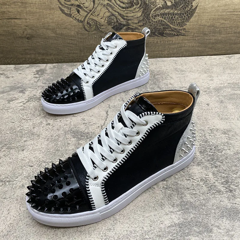 High quality Leather men platform shoes flats loafers fashion punk Sneakers Casual shoes high tops zapatillas hombre  A7