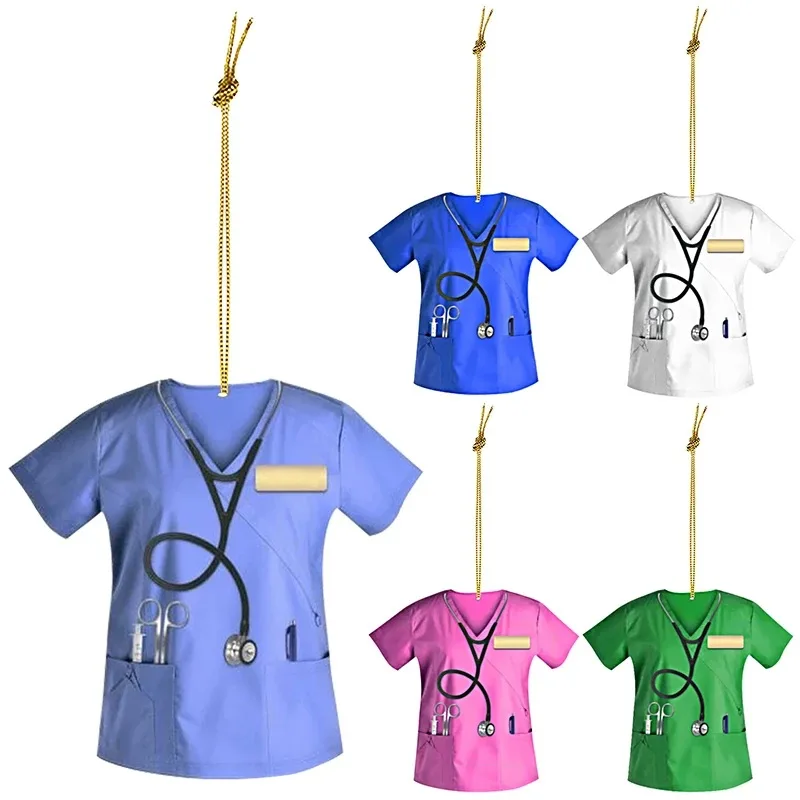 

Car Mini Hanging Flat Doctor Nurse Uniform Pendant Key Chains Creative Key Ring Christmas Tree Home Decoration Birthday Gift