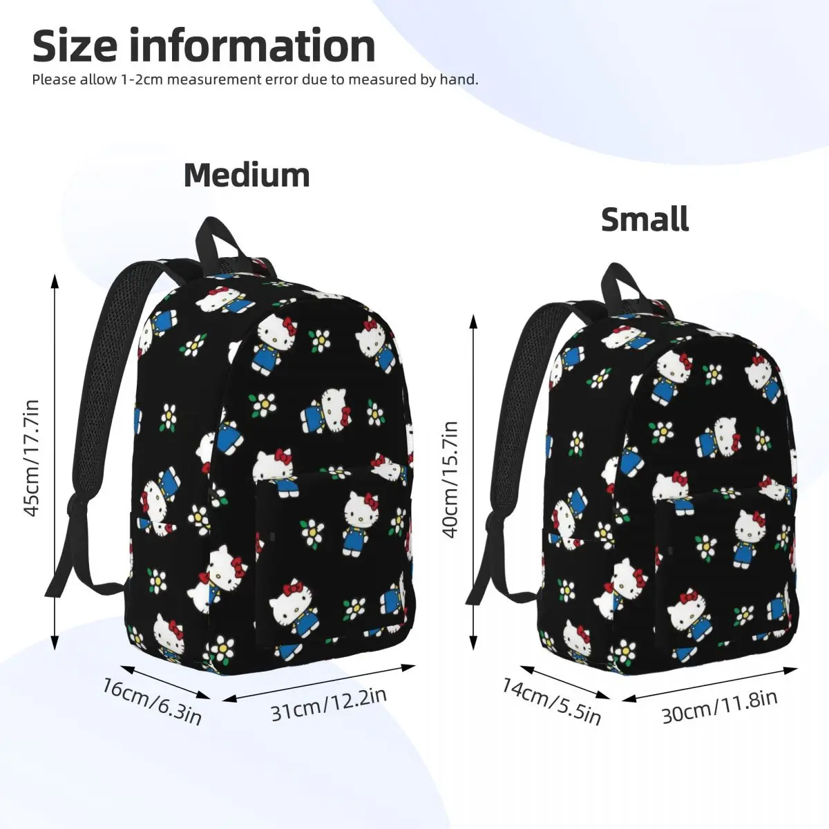 Hello Kitty Cartoon Pattern for Teens Student School Bookbag Daypack Elementary High College Hiking