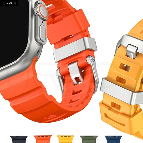 Correa de caucho de fluoroelastómero URVOI FKM para Apple Watch Ultra 3 2 Series 10 9 8 SE3 Rocket Band para iWatch accesorios impermeables